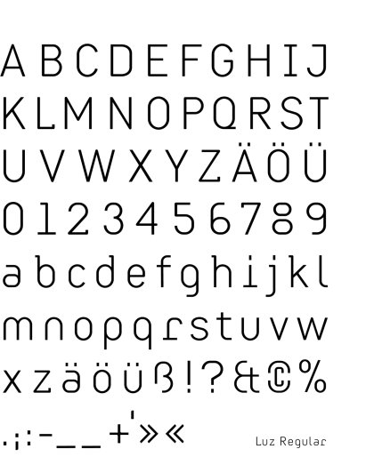 LUZ Type font by Klaus Hesse ©2021